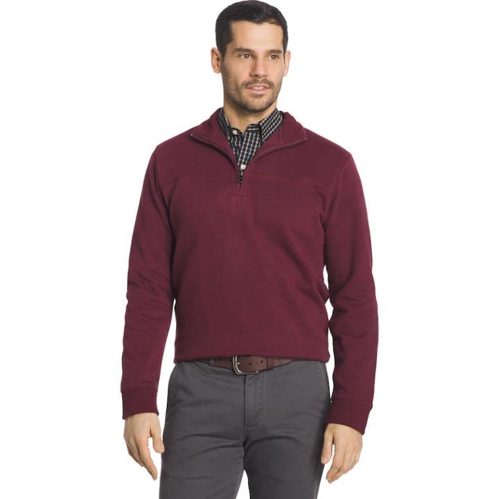 Big & Tall Arrow Classic-fit Sueded Fleece Quarter-zip Pullover, Men's, Size: 3xb, Dark Red