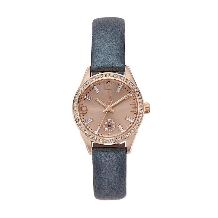 Jennifer Lopez Women's Marilyn Crystal Leather Watch, Size: Small, Grey