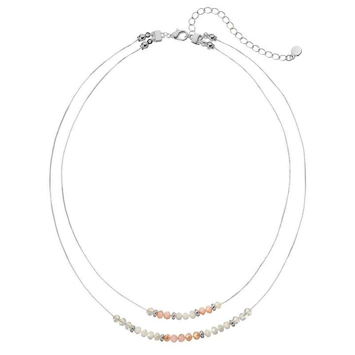Lc Lauren Conrad Brown Beaded Double Strand Necklace, Women's, Lt Brown