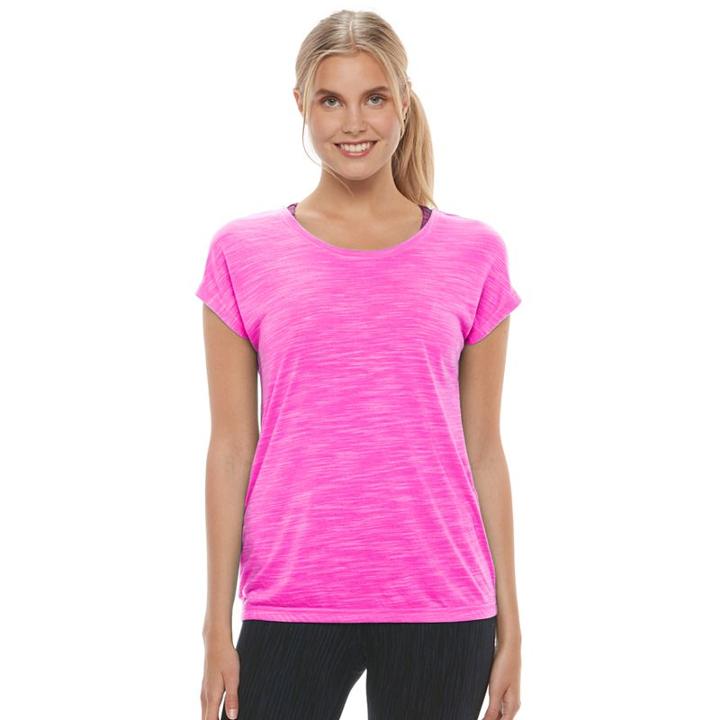 Women's Tek Gear&reg; Short Sleeve Cross Back Tee, Size: Large, Brt Pink