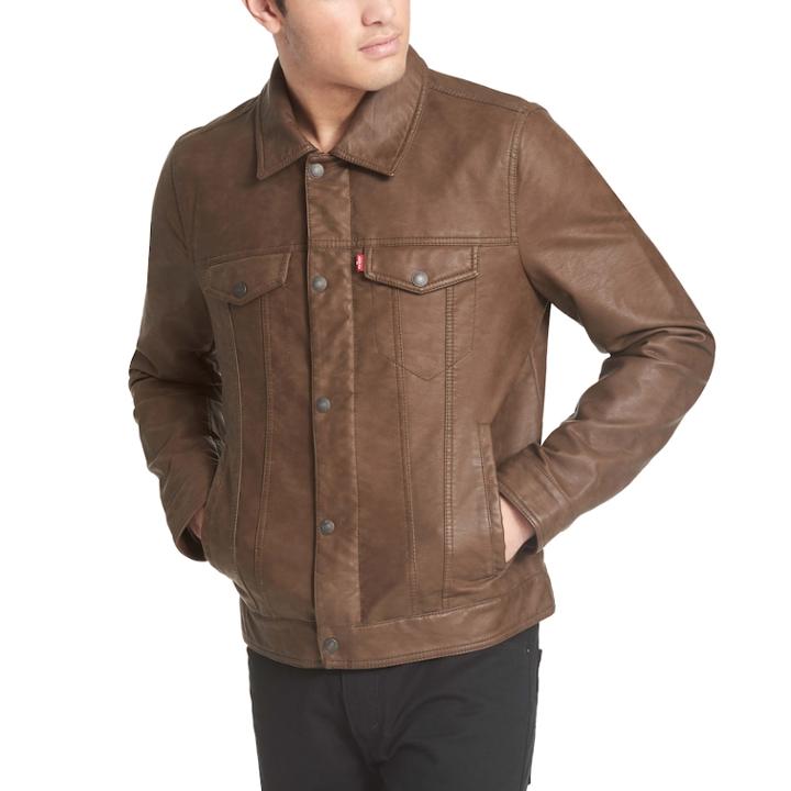 Men's Levi's&reg; Classic Faux-leather Trucker Jacket, Size: Xxl, Beige
