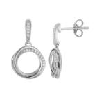 Sterling Silver 1/10 Carat T.w. Diamond Hoop Drop Earrings, Women's, White