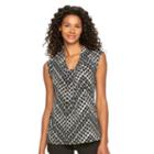 Women's Dana Buchman Print Knot-front Top, Size: Medium, White