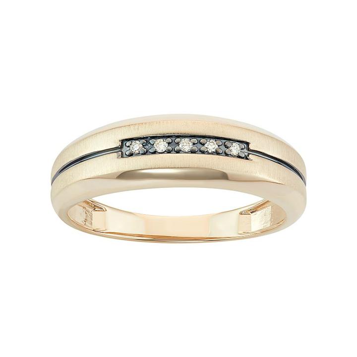 Men's 10k Gold Diamond Accent Wedding Band, Size: 9, White