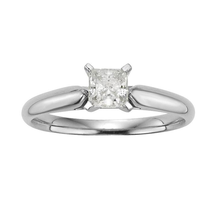 Princess-cut Igl Certified Diamond Solitaire Engagement Ring In 14k White Gold, Women's, Size: 5