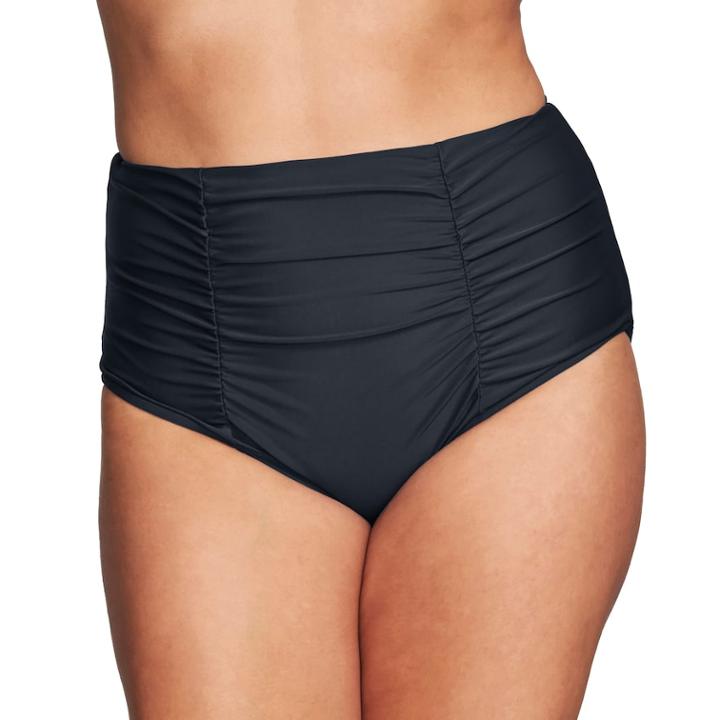 Plus Size Mazu Swim Ruched High-waisted Bikini Bottoms, Women's, Size: 24 W, Black