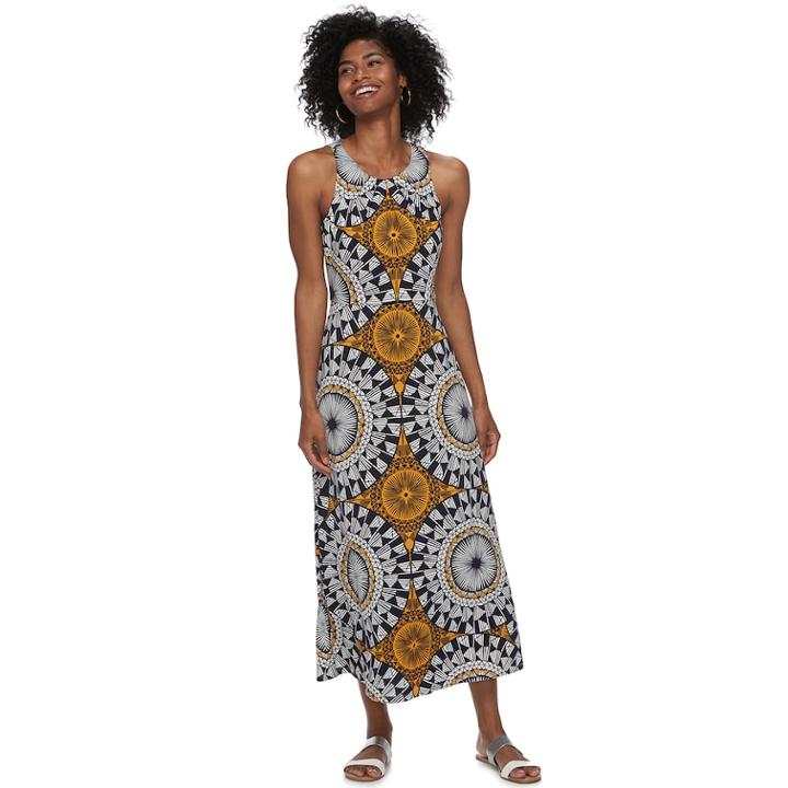 Petite Suite 7 Pleat Neck Maxi Dress, Women's, Size: 12 Petite, Navy Gold