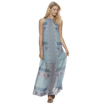 Juniors' Mason & Belle Print Halter Maxi Dress, Girl's, Size: Small, Turquoise/blue (turq/aqua)