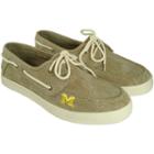 Men's Michigan Wolverines Captain Boat Shoes, Size: 11, Beig/green (beig/khaki)