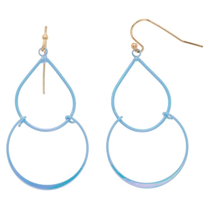 Lc Lauren Conrad Blue Nickel Free Geometric Drop Earrings, Women's