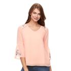 Women's Apt. 9&reg; Embroidered Chiffon Top, Size: Xxl, Lt Orange