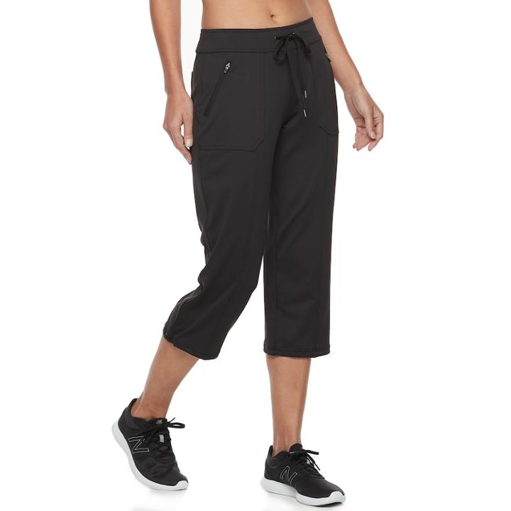 Women's Tek Gear® Zipper Pocket Capris, Size: Small, Black