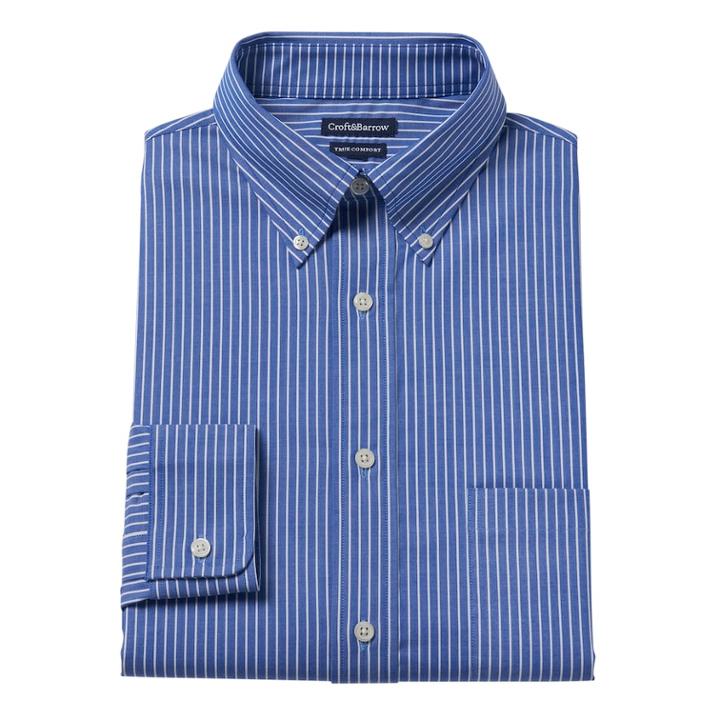Big & Tall Croft & Barrow&reg; True Comfort Regular-fit Dress Shirt, Men's, Size: 19 38/9b, Blue