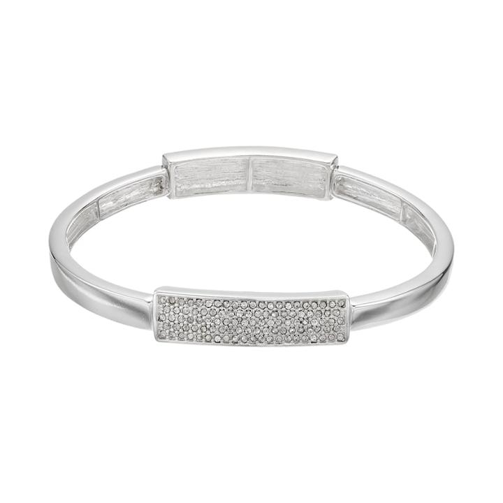 Chaps Pave Bar Stretch Bracelet, Women's, Silver