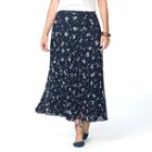 Plus Size Chaps Floral Pleated Skirt, Women's, Size: 1xl, Blue