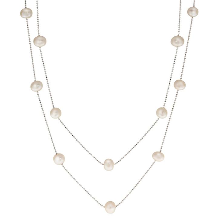 Pearlustre By Imperial Sterling Silver Freshwater Cultured Pearl Long Station Necklace, Women's, White