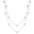 Pearlustre By Imperial Sterling Silver Freshwater Cultured Pearl Long Station Necklace, Women's, White