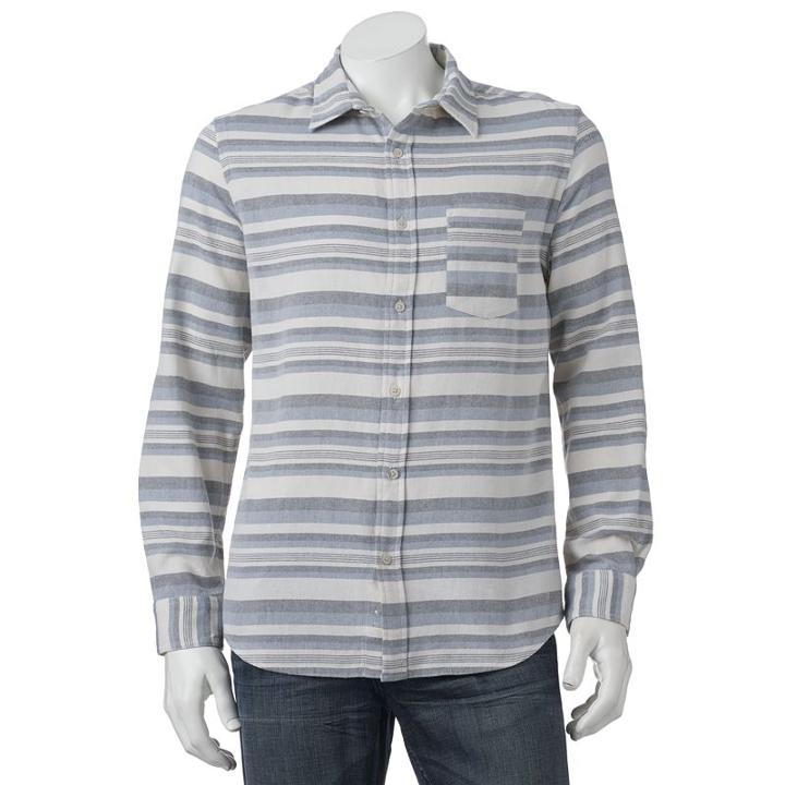 Big & Tall Urban Pipeline&reg; Striped Button-down Shirt, Men's, Size: L Tall, Blue