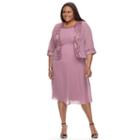 Plus Size Le Bos Georgette Evening Gown & Jacket Set, Women's, Size: 16 W, Med Pink