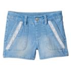 Girls 4-8 Sonoma Goods For Life&trade; Lace Pork Chop Pocket Denim Shorts, Girl's, Size: 7, Blue Other