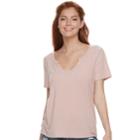 Juniors' Mudd&reg; Notch Neck Tee, Teens, Size: Large, Light Pink