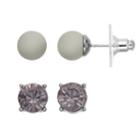 Simply Vera Vera Wang Ball & Simulated Crystal Nickel Free Stud Earring Set, Women's, Grey Other
