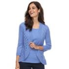 Women's Napa Valley Crocheted Mock-layer Sweater, Size: Xl, Med Blue