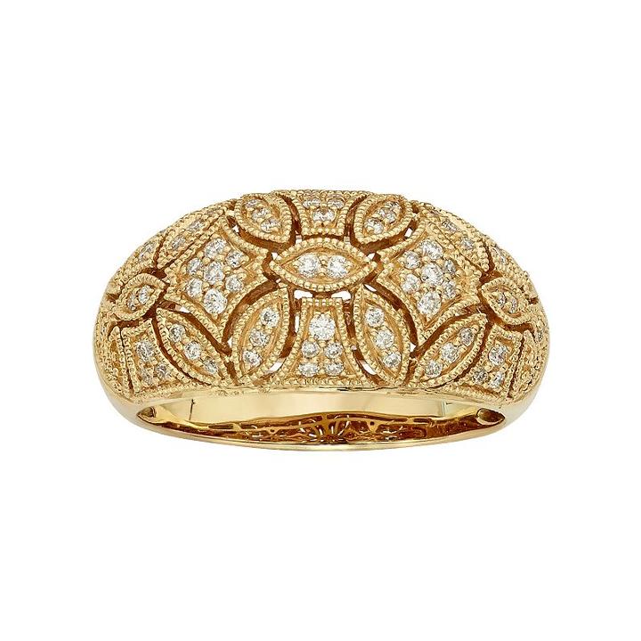 1/3 Carat T.w. Igl Certified Diamond 14k Gold Art Deco Wedding Ring, Women's, Size: 6, White