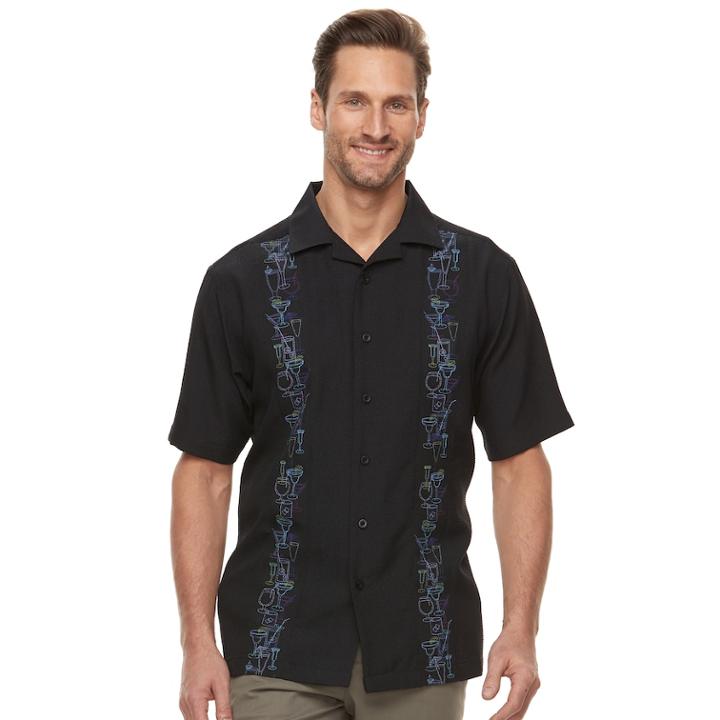 Men's Haggar Classic-fit Textured Microfiber Button-down Shirt, Size: Large, Black