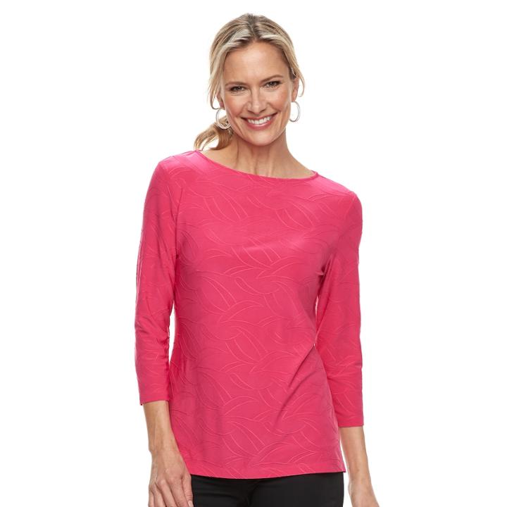 Women's Croft & Barrow&reg; Jacquard Boatneck Tee, Size: Xs, Med Pink