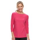 Women's Croft & Barrow&reg; Jacquard Boatneck Tee, Size: Xs, Med Pink