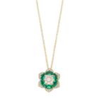 14k Gold Over Silver Lab-created Emerald Flower Pendant Necklace, Women's, Size: 18, Green