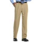 Big & Tall Haggar&reg; Cool 18&reg; Classic-fit Pleated No-iron Expandable Waist Pants, Men's, Size: 46x32, Dark Beige