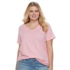Plus Size Sonoma Goods For Life&trade; Essential V-neck Tee, Women's, Size: 0x, Light Pink