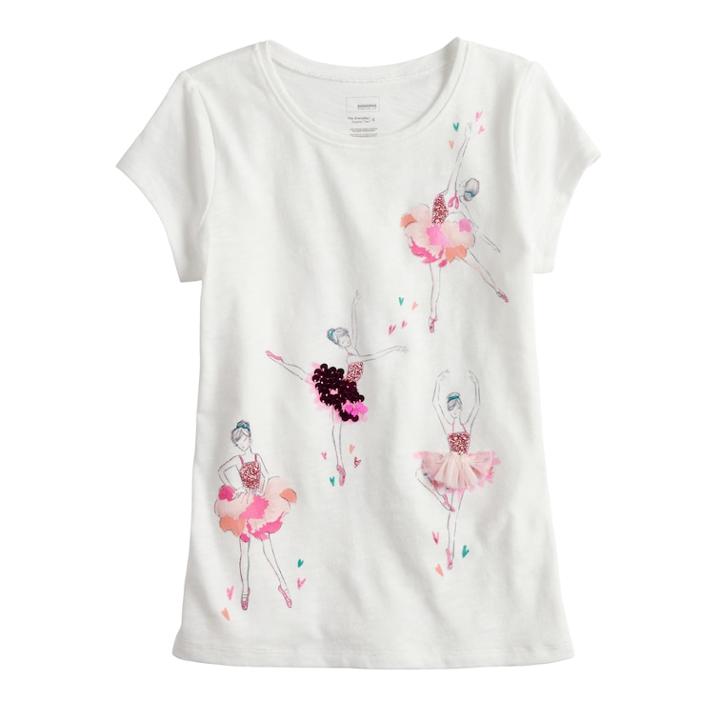 Girls 4-12 Sonoma Goods For Life&reg; Glittery Graphic Tee, Size: 10, Light Pink