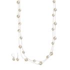 Croft & Barrow&reg; Silver Tone Simulated Pearl Long Multistrand Station Necklace And Drop Earring Set, Teens, White