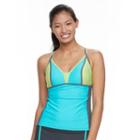 Women's Free Country Colorblock Double-strap Tankini Top, Size: Medium, Blue Other