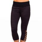 Women's Jockey Sport Go Stripe Lattice Capri Leggings, Size: Small, Oxford