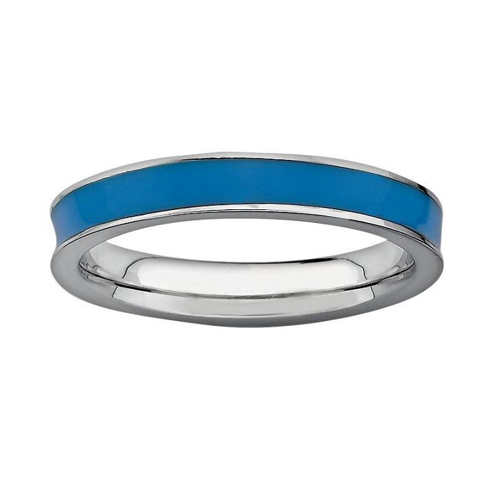 Stacks And Stones Sterling Silver Blue Enamel Stack Ring, Women's, Size: 10