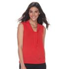 Petite Dana Buchman Sleeveless Knotted V-neck Top, Women's, Size: Xl Petite, Med Red