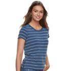 Juniors' Pink Republic Lace-up Side Striped Tee, Teens, Size: Xl, Dark Blue