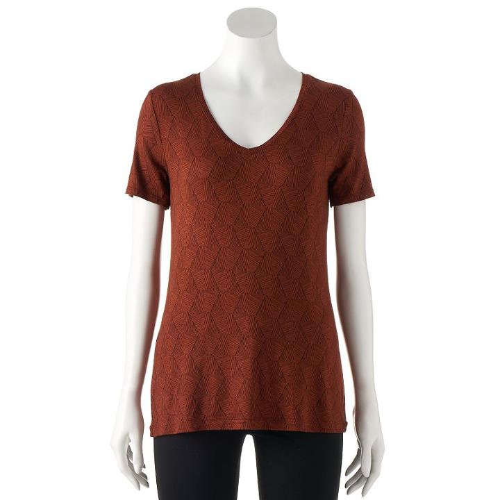 Women's Apt. 9&reg; Essential V-neck Tee, Size: Medium, Med Brown