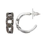 Simulated Marcasite Oval Link Hoop Earrings, Girl's, Dark Grey