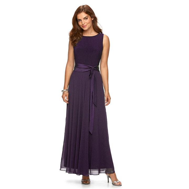 Women's Chaps Mixed-media Evening Gown, Size: 14, Purple