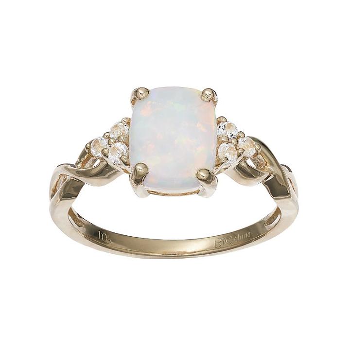 10k Gold Lab-created White Opal & White Topaz Ring, Women's, Size: 5