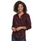Juniors' So&reg; Plaid Button Down Shirt, Size: Xxs, Drk Purple