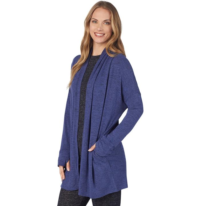 Women's Cuddl Duds Soft Knit Wrap Cardigan, Size: S-m, Dark Blue