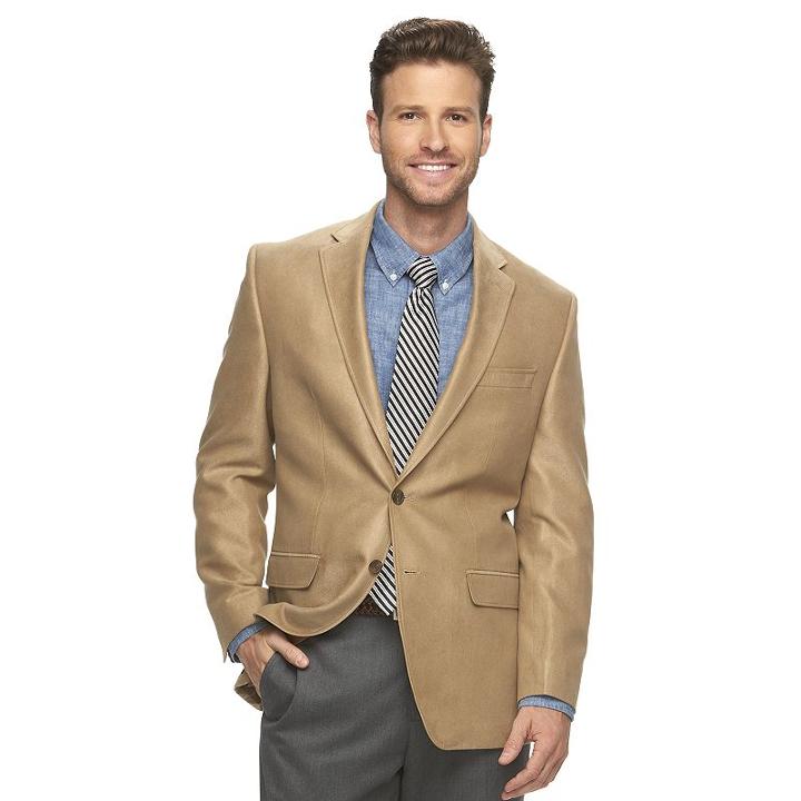 Men's Chaps Classic-fit Faux-suede Sport Coat, Size: 46 Long, Beige Oth