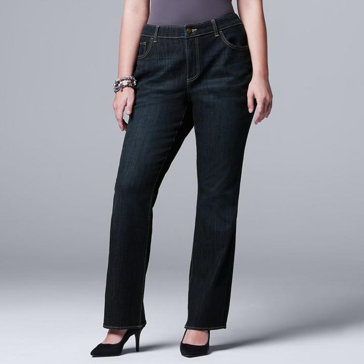 Plus Size Simply Vera Vera Wang Bootcut Jeans, Women's, Size: 18w T/l, Dark Blue