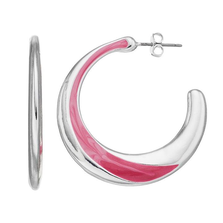 Pink Marbled Hoop Earrings, Women's
